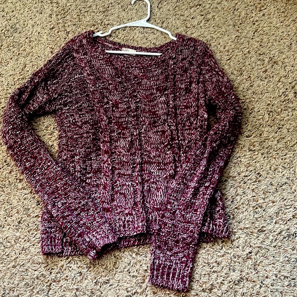 Maroon and white sweater. Super comfy